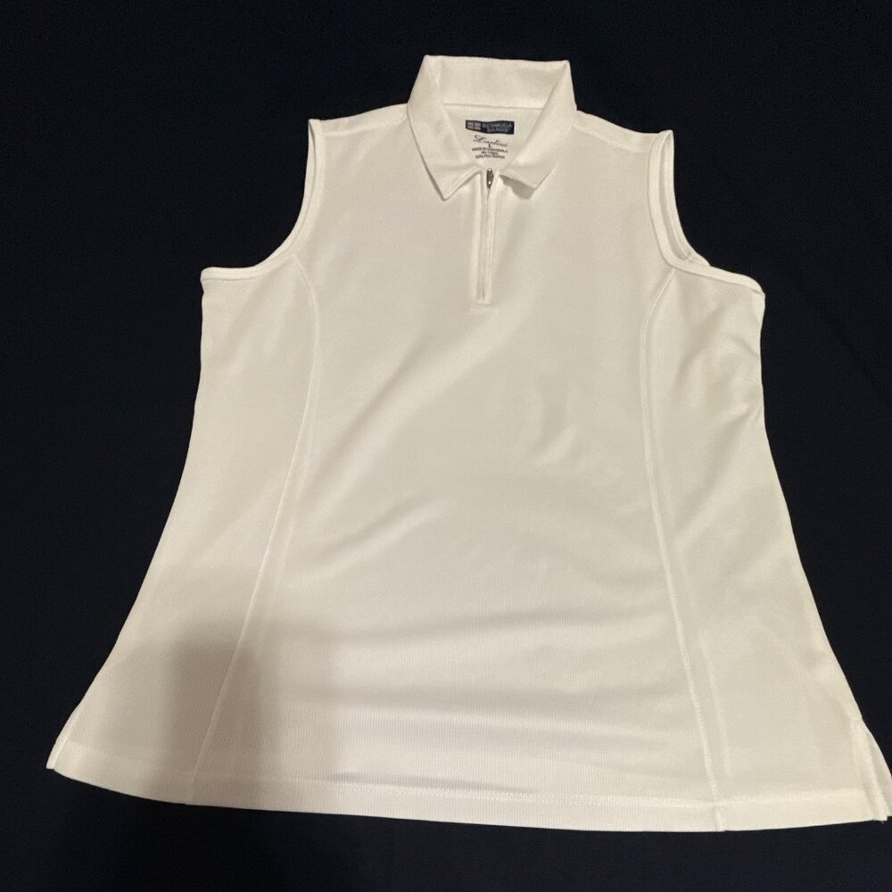 Bermuda Sand Ladies White Sleeveless Golf Polo Size Large